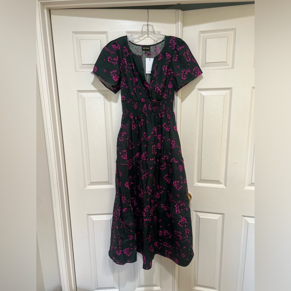 New Sugarlips Close to‎ You Palmer Poplin cotton Tiered Maxi Dress Size small